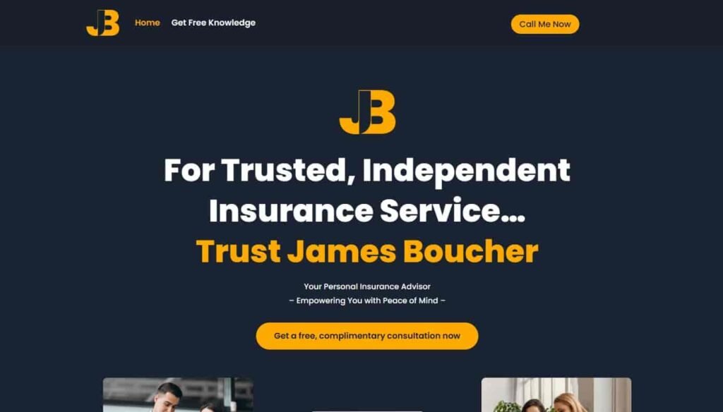 Screenshot of James Boucher's Landing Page